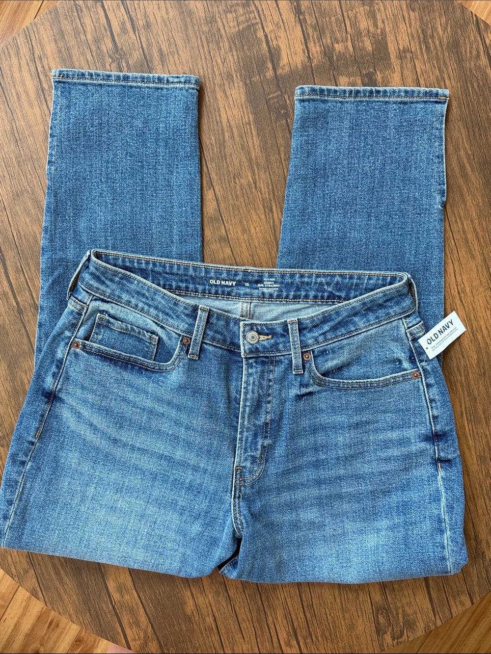 NWT Old Navy Curvy OG Straight High Rise Jeans Side Slit Size 12